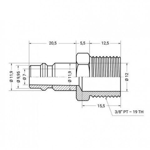 Разъем "папа" - наружная резьба 3/8"