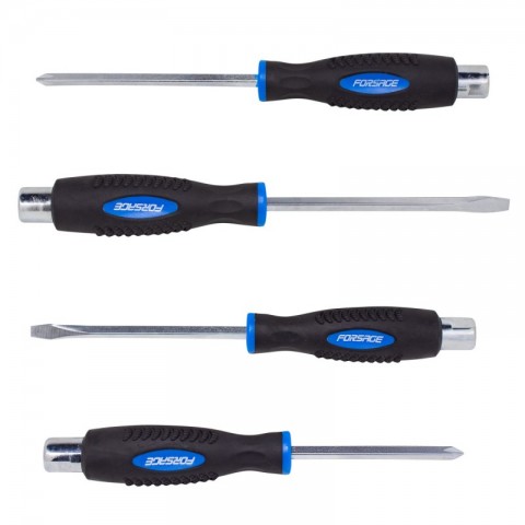 Набор отверток силовых магнитных "Profi"4 предмета(SL:5.5х100,6.5х125мм; PH:1х75,2х125мм)в блистере 26905 F-7004