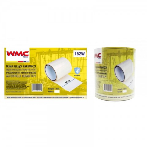 Лента водонепроницаемая ремонтная ПВХ 10смх1.52м (белая) WMC TOOLS 48249 WMC-152W