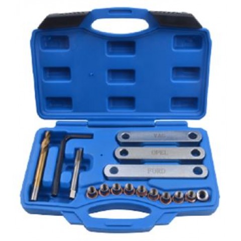 Набор для востановления резьбы в суппортах: группы VAG,OPEL,FORD M9х1,25 (16 предметов)в кейсе. 15669 RF-916B1