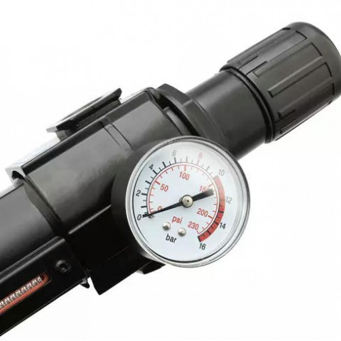 Фильтр для воздуха с регулятором давления 1/2" (5 микрон), усиленный - макс. давление 16 бар