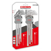 Набор удлиненных шестигранных ключей и звёздочек (9 шт. + 9 шт.) CROWN CPHOK-XA18