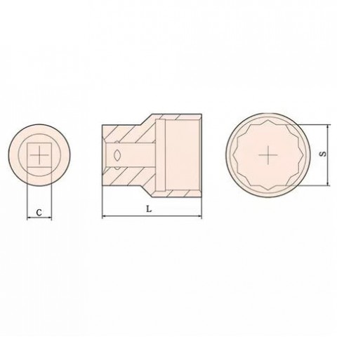 Головка искробезопасная торцевая 1/2" 1/2"