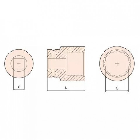 Головка искробезопасная торцевая ударная 1-1/2" 90 мм