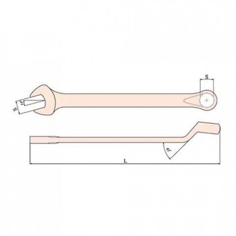 Ключ комбинированный с изгибом 45гр. искробезопасный 21 мм