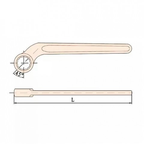 Ключ накидной односторонний изогнутый искробезопасный 46 мм
