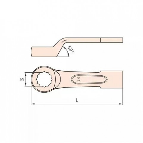 Ключ накидной ударный 60 гр. искробезопасный 24 мм