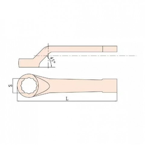 Ключ накидной ударный 45 гр. искробезопасный 110 мм