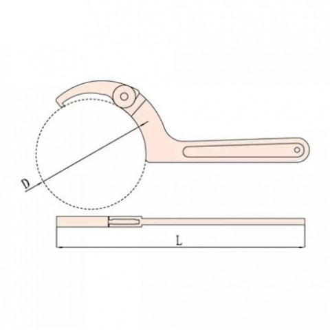 Ключ радиусный для шлицевых гаек регулируемый искробезопасный 50-120 мм