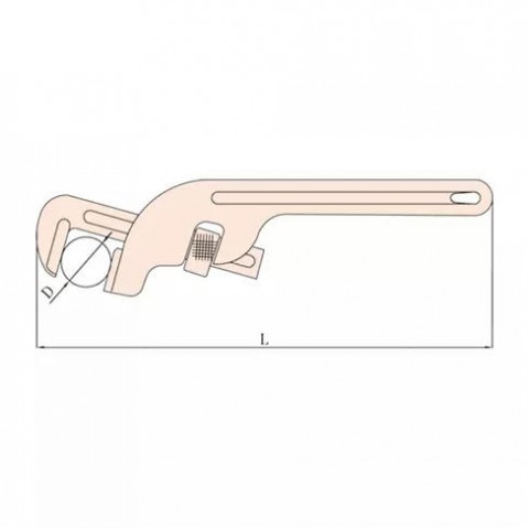 Ключ трубный 45гр. искробезопасный 0-60 мм, 375 мм