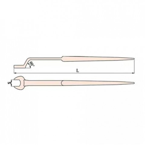 Ключ рожковый строительный с изгибом искробезопасный 17 мм