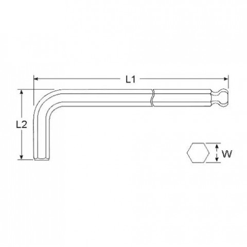 Ключ шестигранный угловой с шаром 2 мм