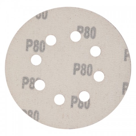 Круг абразивный на ворсовой подложке под "липучку", перфорированный, P 80, 125 мм, 5 шт Matrix