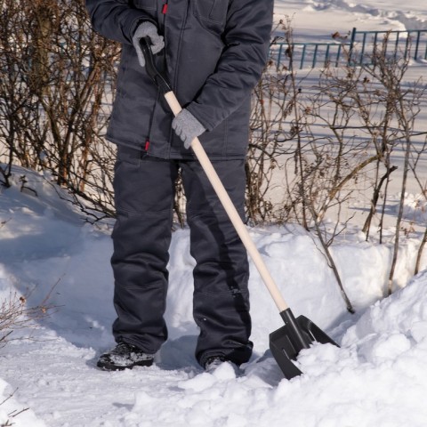 Лопата для уборки снега пластиковая, 405 х 420 х 1415 мм, деревянный черенок, Sparta