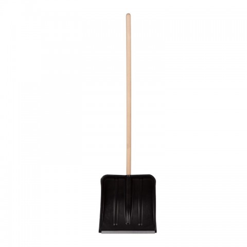 Лопата для уборки снега пластиковая, 380х385х1420 мм, оцинк. планка, деревянный черенок Россия