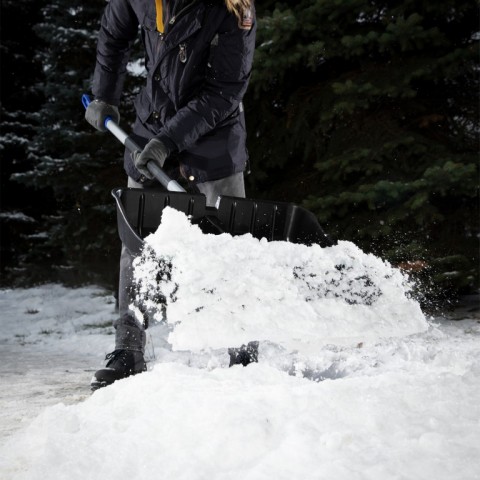 Лопата для уборки снега пластиковая, 540 х 375 х 1520 мм, стальной черенок,стальная планка, Palisad