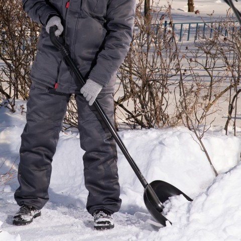 Лопата для уборки снега пластиковая, 385 х 410 х 1350 мм, алюминиевый черенок, Россия, Сибртех