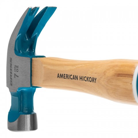 Молоток-гвоздодер, 200 г, угол 45, магнит, обрезиненная рукоятка American hickory GROSS