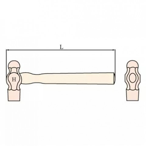 Молоток с закругленным бойком искробезопасный 230гр., ручка из дерева гиккори