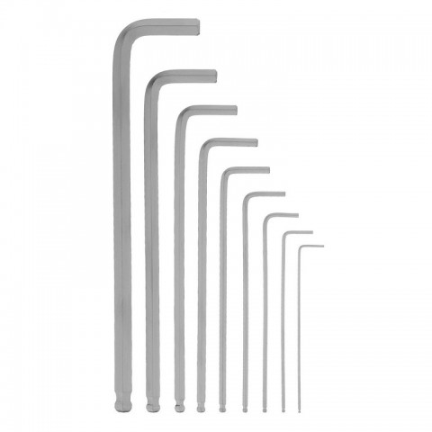 Набор ключей имбусовых HEX, 1.5-10 мм, CrV, 9 шт, экстра-длинные, c шаром, сатин Matrix