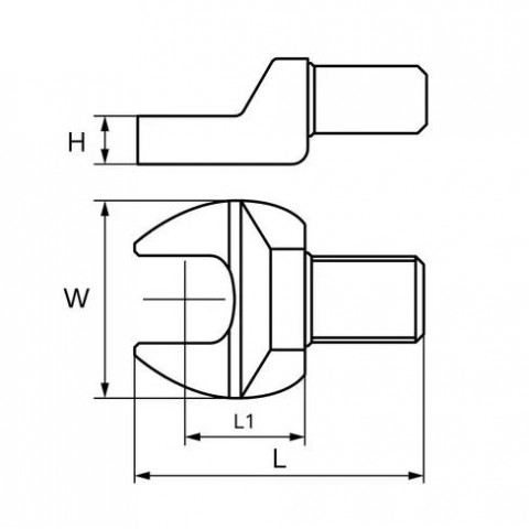 Насадка для динамометрического ключа рожковая 17 мм, с посадочным квадратом 14х18