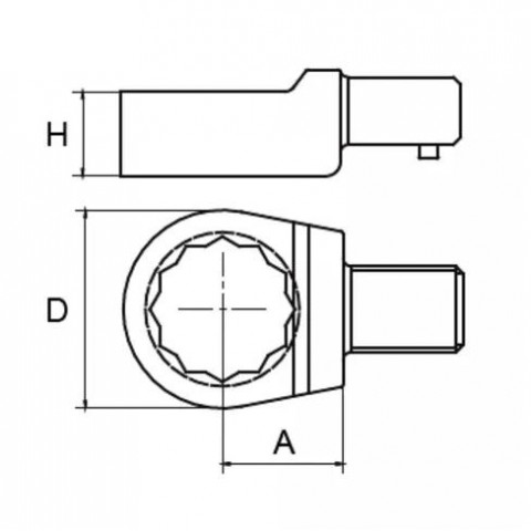 Насадка для динамометрического ключа накидная 34 мм с посадочным квадратом 14*18