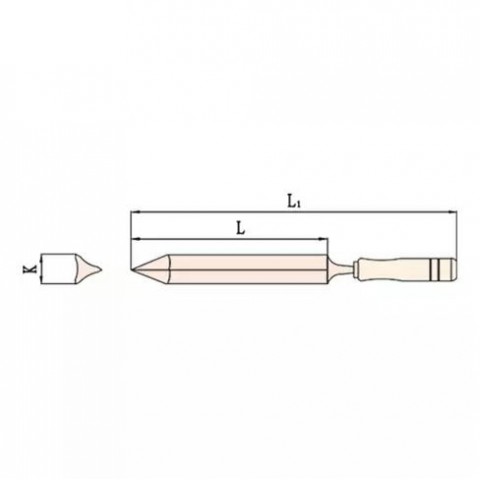 Шабер треугольного сечения с пластиковой ручкой искробезопасный 300х400 мм