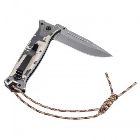 Нож складной, многоцелевой, системы Liner-Lock, с накладкой G10 на прямой рук-ке+стеклобой Denzel