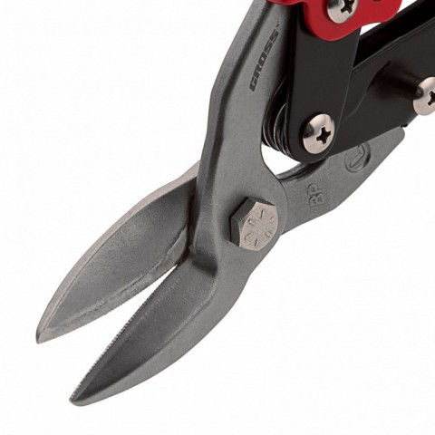 Ножницы по металлу "Piranha", 250 мм, прямой и левый рез, сталь СrMo, двухкомпонентные рукоятки Gross