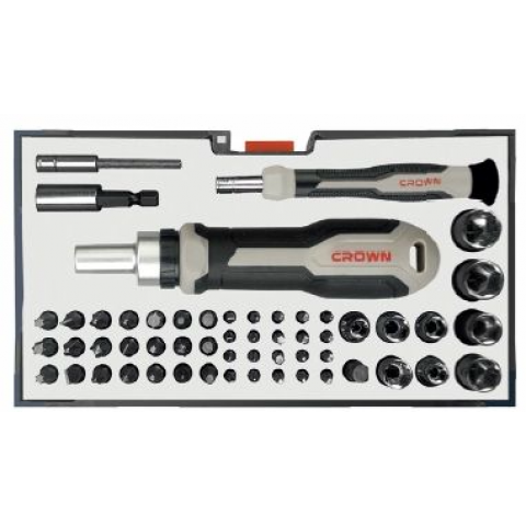 Набор бит с трещеткой 55 шт. CROWN CPHBH-AXA55