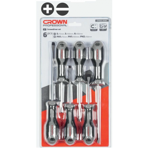 Отвертка шлицевая/отвертка крестообразная CROWN CPHDS-AX06