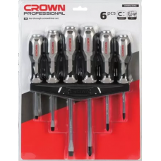 Набор отверток 6 шт. CROWN CPHDG-AXA6 5x75мм, 6x100мм, 8x150мм, PH1x75мм, PH2x100мм, PH3x150мм