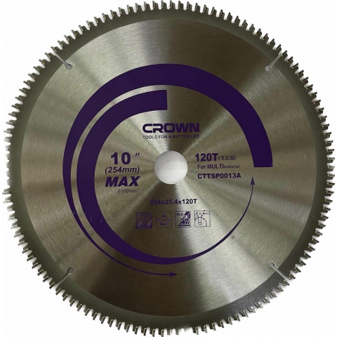 Диск пильный по металлу и дереву D254x25.4x120 (20/16мм) CROWN CTTSP0013A