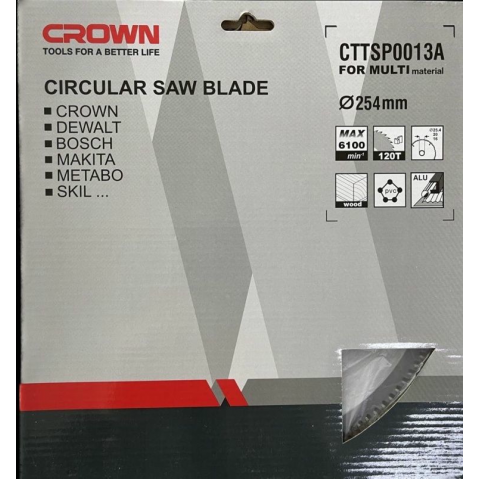 Диск пильный по металлу и дереву D254x25.4x120 (20/16мм) CROWN CTTSP0013A