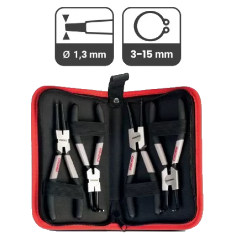 Набор щипцов для стопорных колец (холщевый мешок) 5” CROWN CPHPL-CPXB4