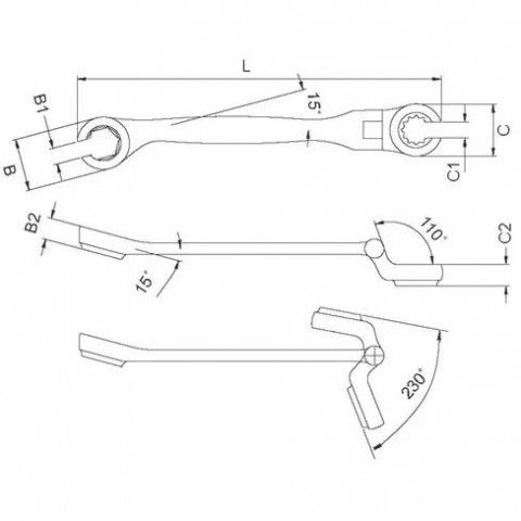 Ключ разрезной с полукарданом 12х12 мм