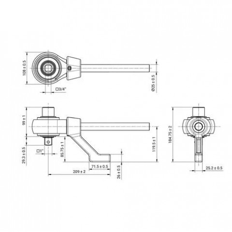 Усилитель крутящего момента, мультипликатор 1:5, 3/4" х 1" 2700 Нм