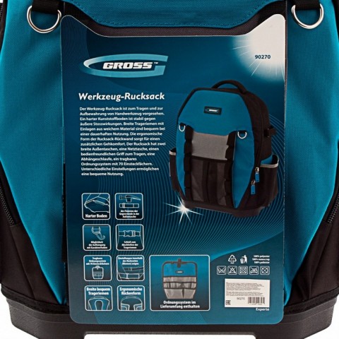 Рюкзак для инструмента Experte, 77 карманов, пластиковое дно, органайзер, 360 х 205 х 470 мм Gross