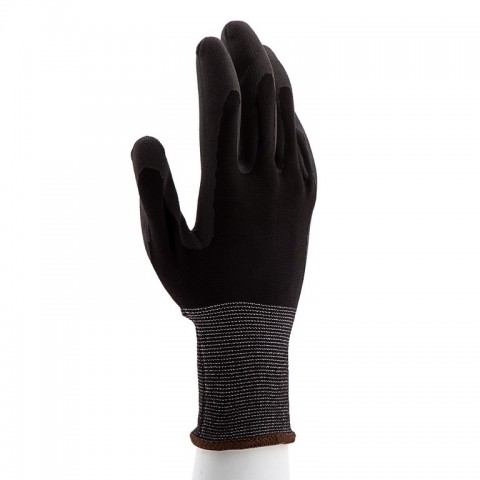 Перчатки трикотажные с черным полиуретановым покрытием, размер L, 15 класс вязки Сибртех