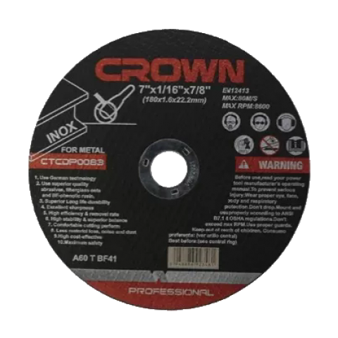 Диск шлифовальный для металла 125*22.2*6.0мм CROWN CTGDP0017