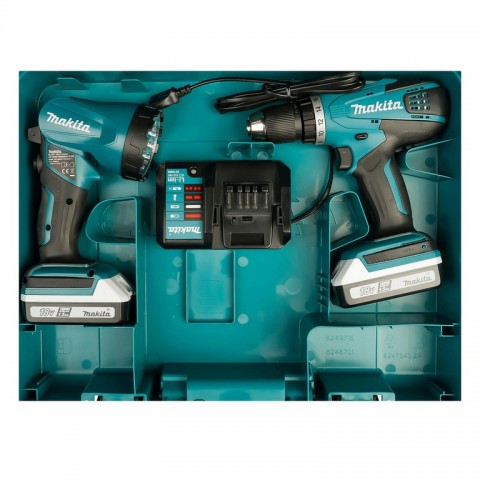 Аккумуляторная дрель-шуруповёрт Makita DF457DWLE + фонарь