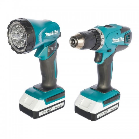 Аккумуляторная дрель-шуруповёрт Makita DF457DWLE + фонарь