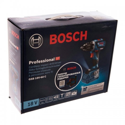 Аккумуляторная ударная дрель-шуруповерт Bosch GSB 18V-60 C 06019G2102