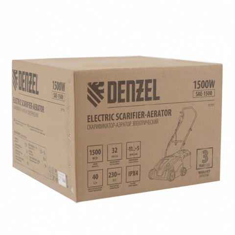 Скарификатор-аэратор электрический SAE-1500, 1500 Вт, -11/+5 мм, 32 cм Denzel