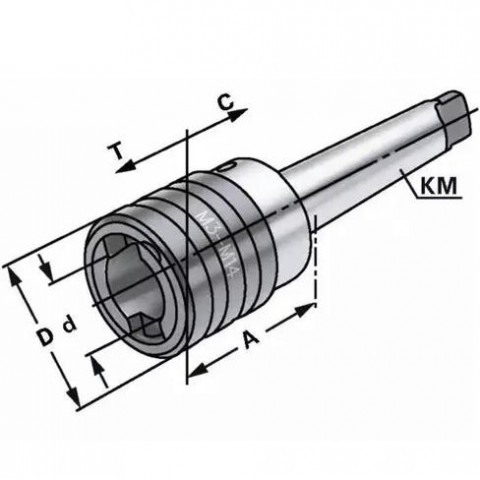 Патрон резьбонарезной быстрозажимной M5-M22, с осевой компенсацией, КМ4, размер цанг 2