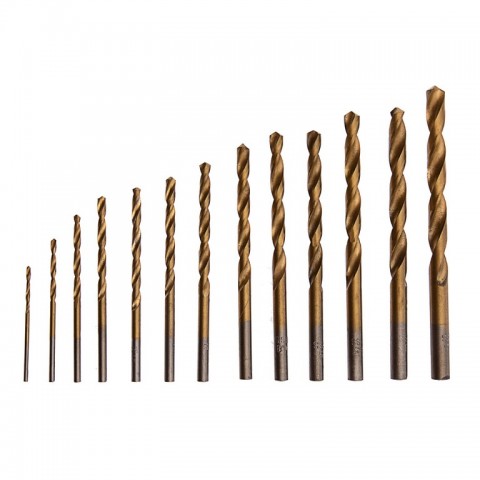 Набор нитридтитановых сверл по металлу, 1.5-6.5 мм. (через 0.5 мм.+3.2 мм, 4.8 мм.), НSS, 13 шт Сибртех