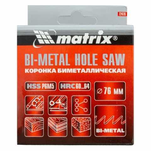 Коронка Bimetal, 76 мм Matrix