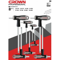 Набор шестигранников с плоской Т-образной рукояткой 8шт. CROWN CPHOH-HMAX8
