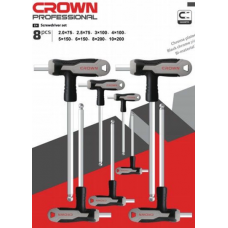 Набор шестигранников с плоской Т-образной рукояткой 8шт. CROWN CPHOH-HMAX8