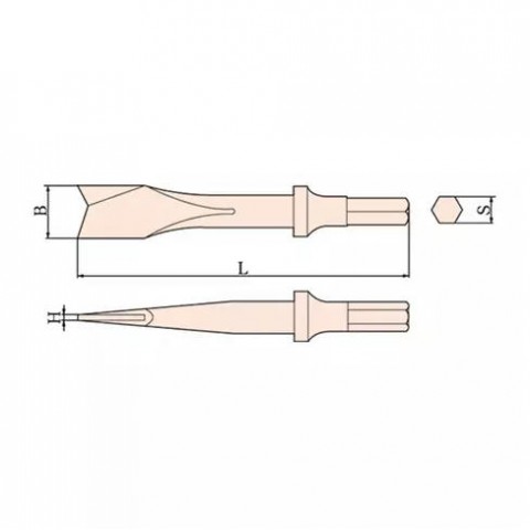 Зубило под пневмоинструмент искробезопасное 20х125 мм, хвостовик 10 мм